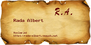 Rada Albert névjegykártya